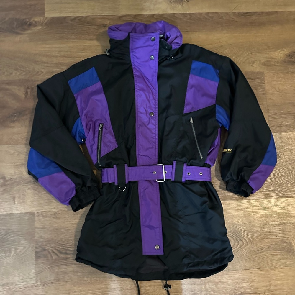 Vintage 90’s OSSI GORETEX Skiwear Women's Black & Purple Ski Jacket Size Med